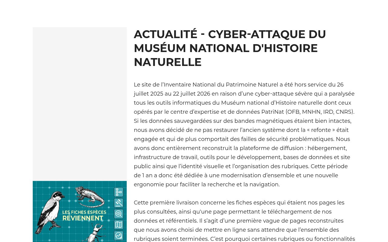 Aperçu de Inventaire National du Patrimoine Naturel